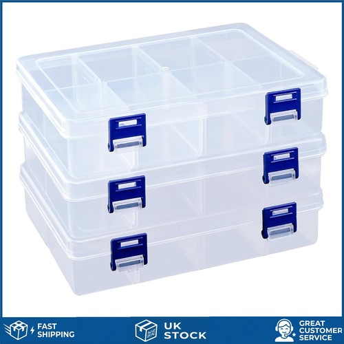 3pcs clear craft storage boxes - clear,