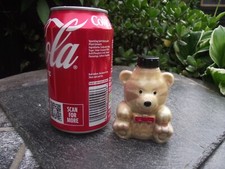 Vtg Plastic Teddy Bear Vessel filled with Coloured Isle of Wight Alum Bay Sand