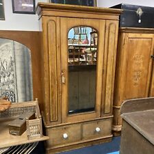 An Antique Victorian Pine Wardrobe ~Delivery Available Deep Drawers And Mirror