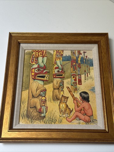 Antique painting totem - antique, poles