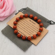 GEMSTONE BRACELETS 8MM Handmade Crystal Healing Chakra Velvet Pouch & Card.