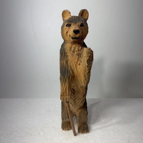 Vtg hand carved - wooden, bear