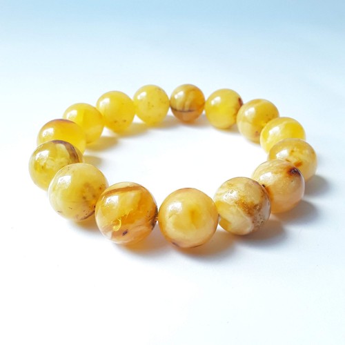 Yellow baltic amber round - yellow,