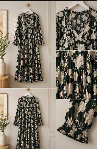 Zara green white - green, midi