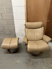 Ekornes Stressless Magic Leather Recliner Chair & Stool Stainless Steel