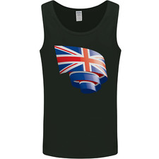 Curled British Flag Union Jack Britain Mens Vest Tank Top