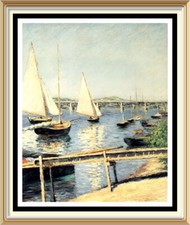 Vintage Home Decor Wall Art Seascape Caillebotte Print SAILING BOATS ARGENTEUIL
