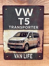 VW T5 Tin Sign Van Life retro metal wall art camper garage gift
