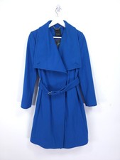 Ted Baker Madigan Coat Size 3 UK 12 Blue Long Wrap Wool Cashmere Blend Jacket