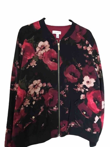 Black red floral bomber - black,