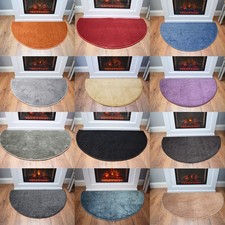 Half Moon Hearth Rug Large Grey Black Semi Circle Door Mat Thick Soft Carpet UK