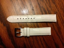 18mm Lorus White Leather Mens