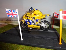 Scalextric  Moto GP, Max Biaggi Honda,   and stand flags