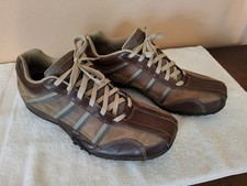 Skechers Urban Track Tao Mens Sz 15  Shoes Brown Leather Bike Toe Sneakers 60449