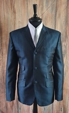 mod suit skinhead suit Teal & Black Two Tone suit 3 button slim fit suit
