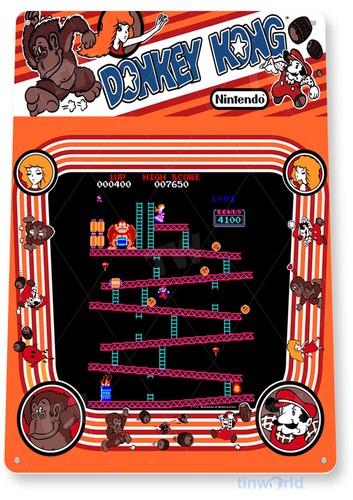 Tin sign donkey kong - tin, arcade