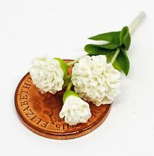 Dolls House Bunch Of 3 White Carnations 1:12 Scale Miniature Flowers tumdee