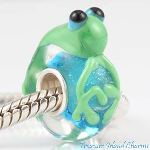 Frog green lampwork murano - green,