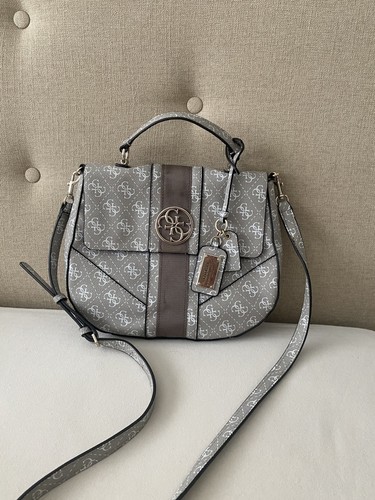 Grey white guess handbag - grey,