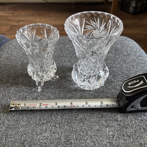 Lead crystal bud vases - crystal,
