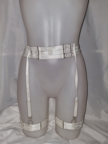 White adjustable leg straps - leg,
