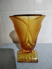 Art Deco Amber Glass vase With