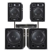 Max SPVXA-2000 Passive PA System - 12" DJ Speakers with Subwoofers & Amplifier