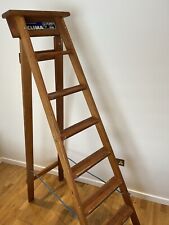 Vintage 7 Tread Wooden Steps Rare Wood Library Step Ladders Clima