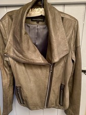 Ladies Leather Jacket Size L Khaki Colour By Andrew Marc