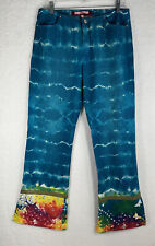 Rare Voyage Passion Size 12 Multicolor Embroidered Tie Dye Flared Jeans