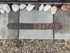 LNER cast iron seatback nameplate SOUTHCOATES