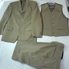 Ciro Citterio 3 Piece Suit 40R Jacket 34R Trousers Taupe Brown Textured