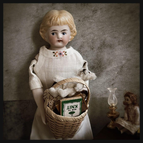Antique china head doll blonde - head,