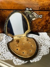 A Rare Vintage Art Deco Black Leather Cufflink & Dress Button Box by Krementz