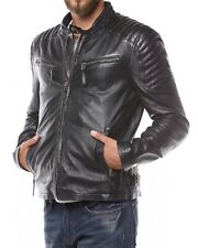 Men's Black Lambskin Leather