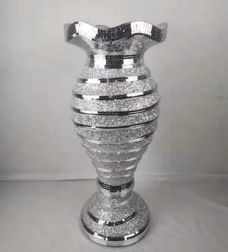 Silver venetian mirrored vase - venetian,