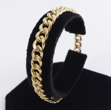 FINE SOLID 9CT GOLD HOLLOW CURB LINK 19.5 CM BRACELET - 10.5 GRAMS