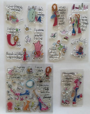 Humour phrases cartoon woman shoes cat Docrafts Born to Shop clear stamp bundle