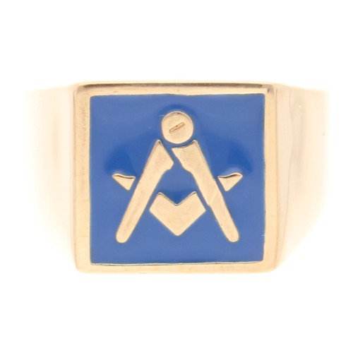 9carat yellow gold - blue, enamel