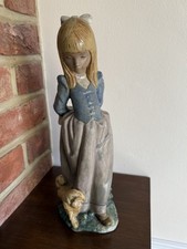 Lladro Gres Figure 14 Inches Tall ROSITA GIRL WITH PUPPY DOG #2085 Retired