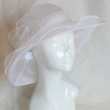 Large Hat Fascinator Weddings Ladies Day Race Royal Ascot Hatinator Brim Organza