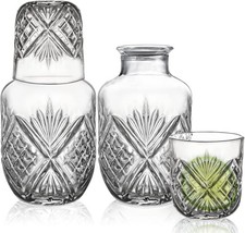 Suwimut 4 Pieces Bedside Water Carafe and Glass Set, 500ml/18 OZ Vintage... 