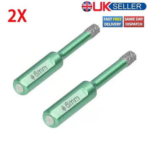 2xdry diamond drill bits - diamond, 6mm