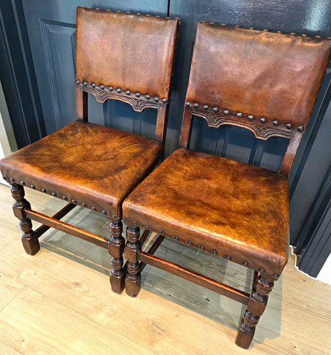 Pair vintage oak - pair,