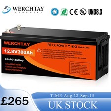 12V 300Ah LiFePO4 Lithium Battery 15000+ Deep Cycles Solar RV Off-grid BMS