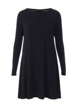 Womens Long Sleeve Swing Dress Ladies Plain Round Neck Fancy Midi Tunic Top