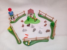 Playmobil Farm / City - Rabbits with Accessories, Fences and Hutch - VGC