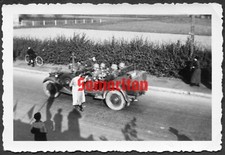 E2 WW2 ORIGINAL PHOTO OF GERMAN WEHRMACHT OFFICERS RIDING IN A MILITARY VEHICLE