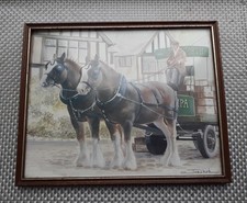 Vintage Joel Kirk Framed Print  Delivery Horses & Cart size 27 x 22 cm