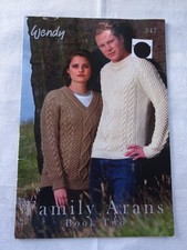WENDY  FAMILY ARANS BOOK 2   KNITTING PATTERN BOOK  12 DESIGNS    ARAN